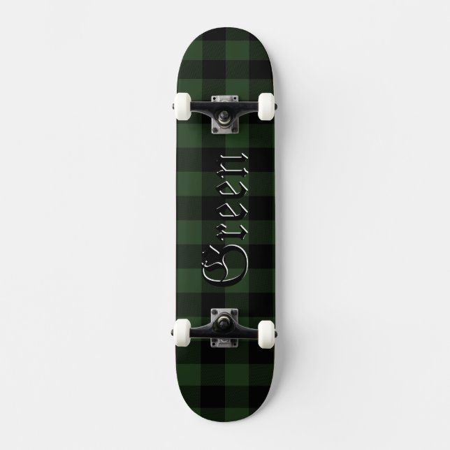 Skate Xadrez Buffalo Green Tartan Padrão de Xadrez escoc (Frente)
