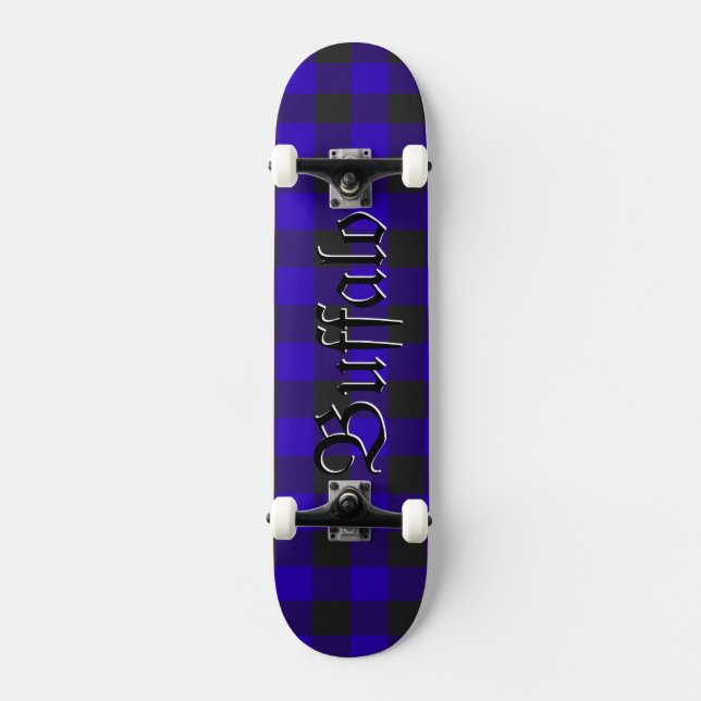 Skate Xadrez Buffalo Preto Azul Real (Frente)