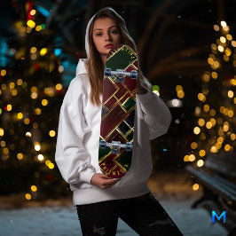 Skate Xadrez de Férias Luxuoso com Acentos Dourados Burg