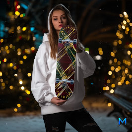 Skate Xadrez Festiva Negrito com Destaques do Ouro