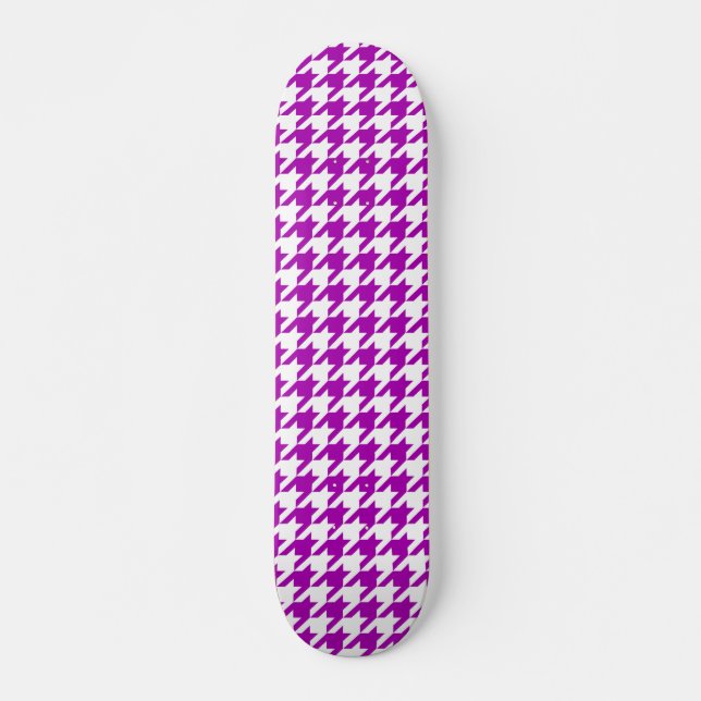 Skate Xadrez Houndstooth Branco Roxo (Frente)