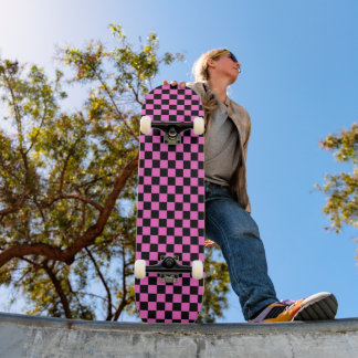 Skate Xadrez Rosa e Preto