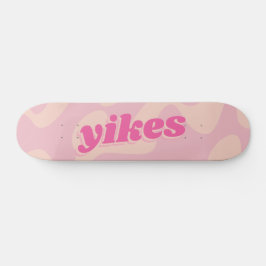 Skate Yikes Pastel Cor-de-rosa Groovy Moderna Tipografia