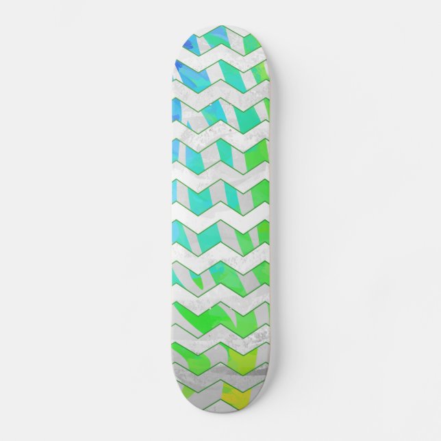 Skate Zebra Chevron Rainbow e White Impressão (Frente)