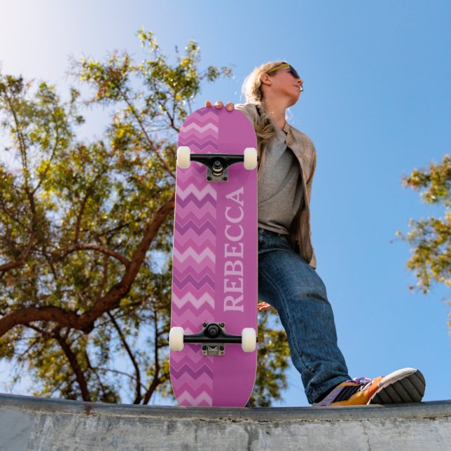Skate Zig Zag personalizado rosa divertido e elegante (Ao ar livre 1)