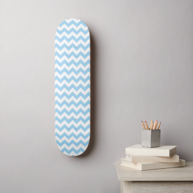Skate Zigzag Azul, Chevron Azul, Padrão Geométrico (Arte de parede)
