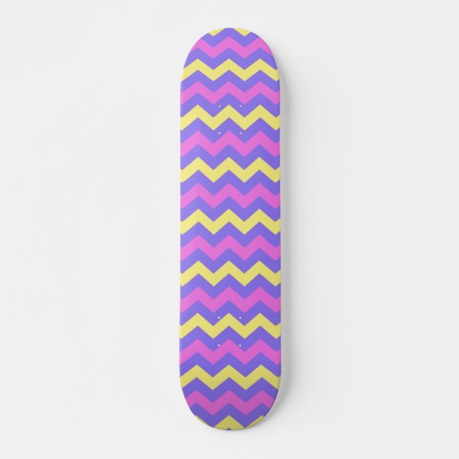 Skate Zigzag patroon (geel, paars en roze) (Frente)