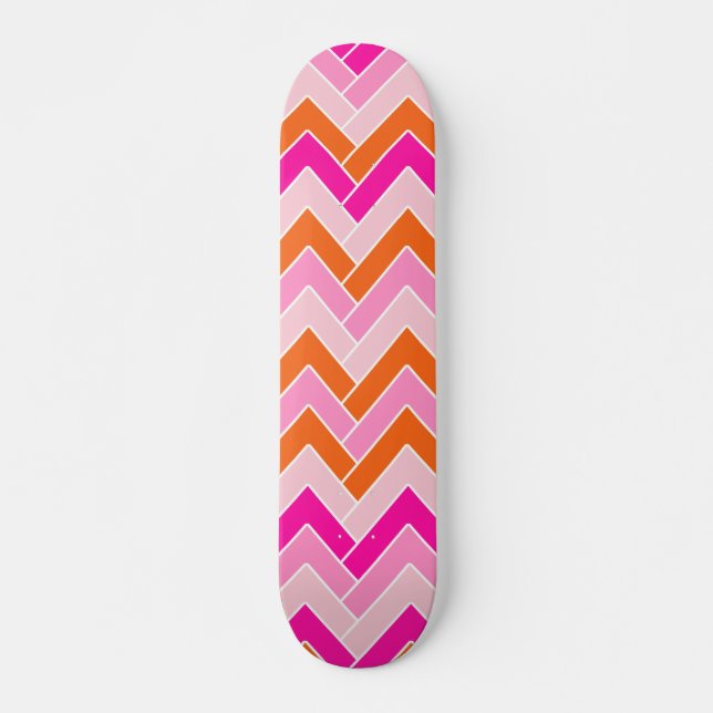 Skate Zigzag Rosa E Laranja Chevron (Frente)