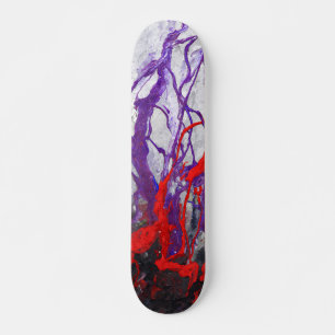 Skateboard Abstrato com Veia de Mármore Roxo Verme