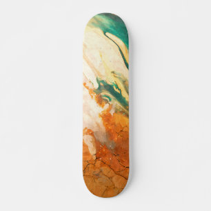 Skateboard Abstrato Laranja Azul Terra Fissurada