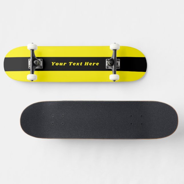 Skateboard Amarelo Brilhante com Sua Mensagem Pers (Horz)