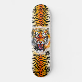 Skateboard Art- Snarling Tiger com Stripes