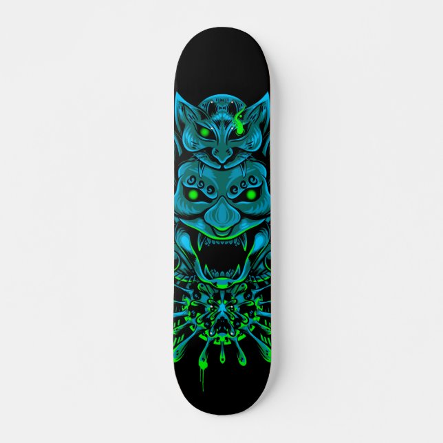 Skateboard Azul Oni Mask Japonês (Frente)
