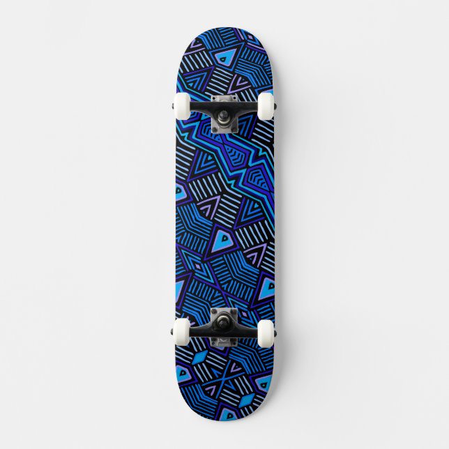 Skateboard Azul Tribal Africano (Frente)