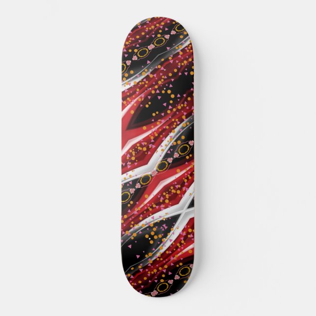 Skateboard Black Fiery Red & White Abstrato (Frente)