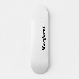 Skateboard Branco Sólido com Seu Nome no Estilo