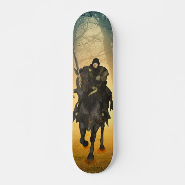 Skateboard Caballero Negro En Caballo Corriendo (Frente)