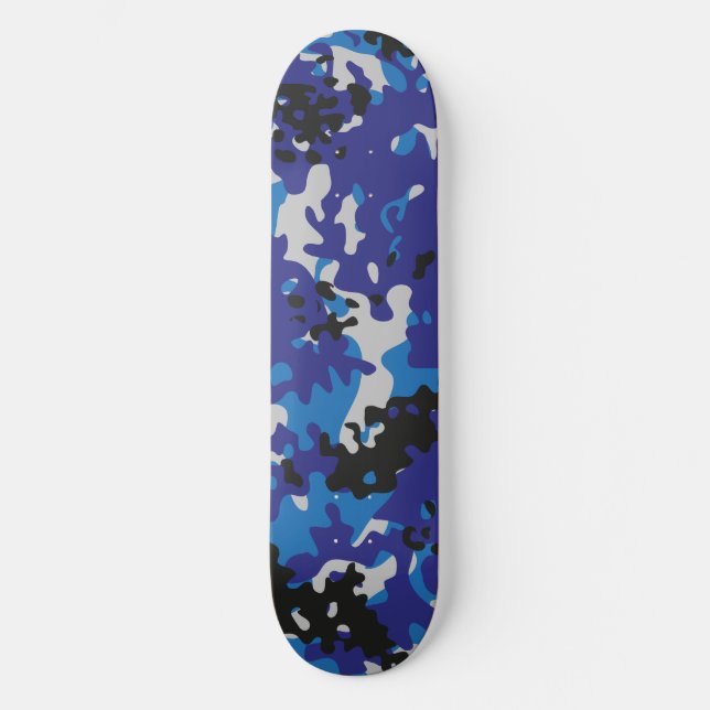 Skateboard Camo Azul Branco Preto (Frente)