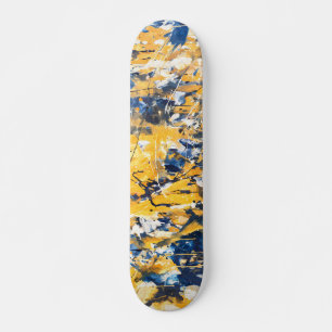Skateboard Camuflagem Floral Azul Dourado