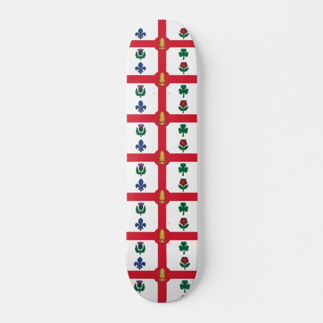 Skateboard com a bandeira de Montreal, Canadá (Frente)