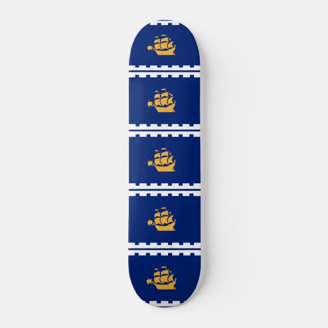 Skateboard com a bandeira de Quebec City, Canadá (Frente)