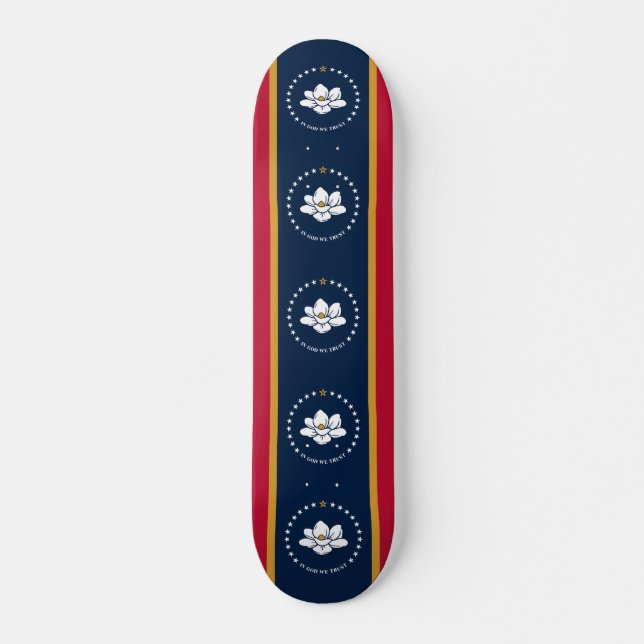 Skateboard com a bandeira do estado do Mississippi (Frente)