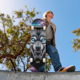  Skateboard com cabeça de lobo rosnando 