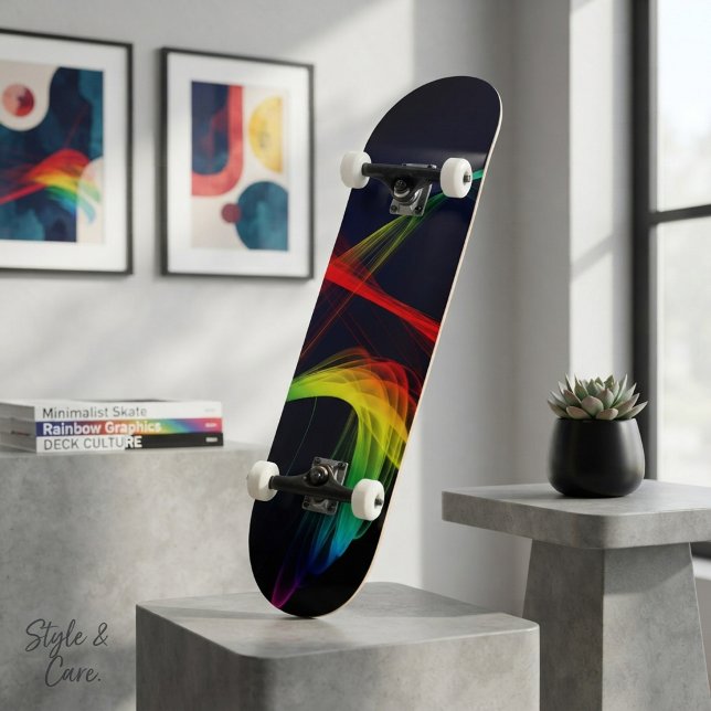 Skateboard com Design Artístico Moderno Ondulado (Modern Artistic Wavy Design Skateboard)