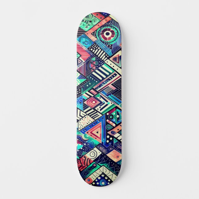 Skateboard com Grafite de Rua Colorida (Frente)