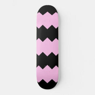 Skateboard com Listra em Zigue-Zague Rosa Claro e