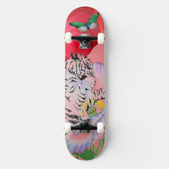 SKATEBOARD COM TIGRE E PAPEL (Frente)