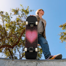 Skateboard Coração Rosa
