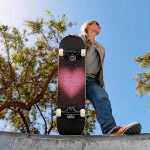 Skateboard Coração Rosa