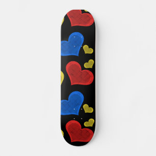 Skateboard Corações Coloridos