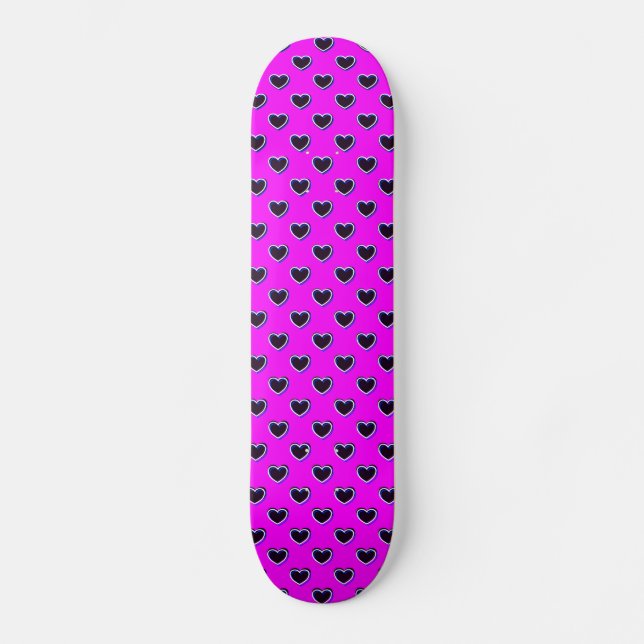 Skateboard Cores Intensas Rosa e Preto (Frente)