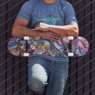 Skateboard Cromado Holográfico Arco-íris