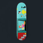Skateboard da manhã de sábado<br><div class="desc">Bem-vindo ao Subúrbio! Este skate da manhã de sábado apresenta um casal de desenho animado minimalista atraente em seu pequeno canto do paraíso. Da janela de uma casa de turquesa e tijolos, podemos ver a Sra. Homemaker. A linda ruiva está vestindo um espinho rosa quente. Ela está segurando uma jarra...</div>