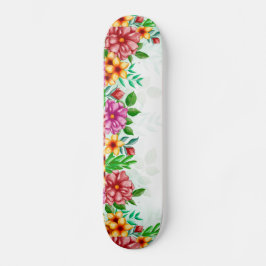 Skateboard das Flores de Aquarela