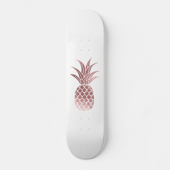 Skateboard de Abacaxi em Folha de Ouro Rosa (Frente)