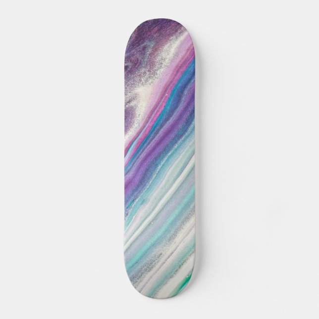 skateboard de abstrato de framboesa azul (Frente)