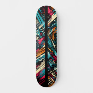Skateboard de Arte de Rua Tech Retro-Futurista 12