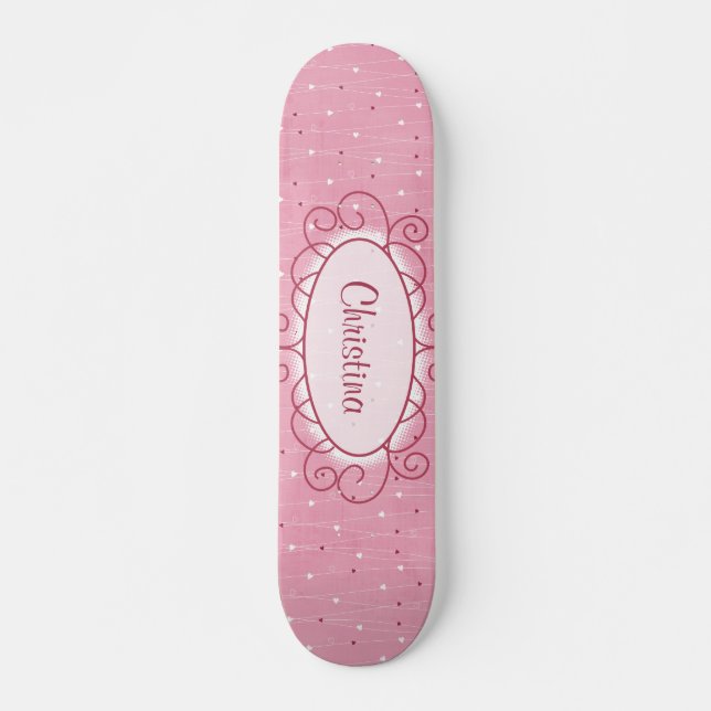 Skateboard de Corações e Amor na Escola Antiga (Frente)