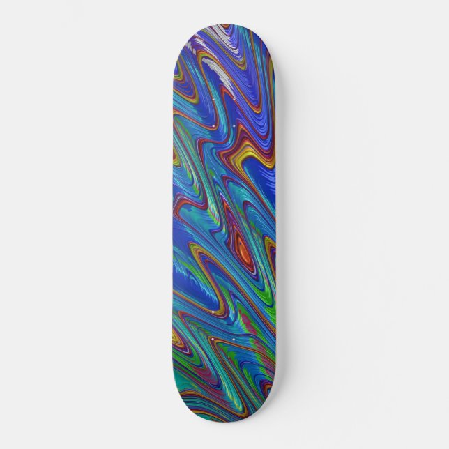 skateboard de derramar de óleo azul (Frente)