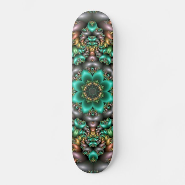 skateboard de flor verde (Frente)
