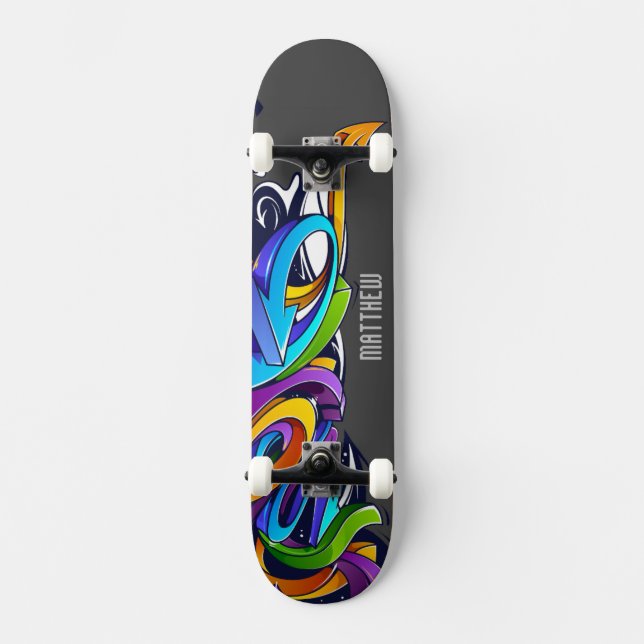 Skateboard de grafite Menino com nome (Frente)