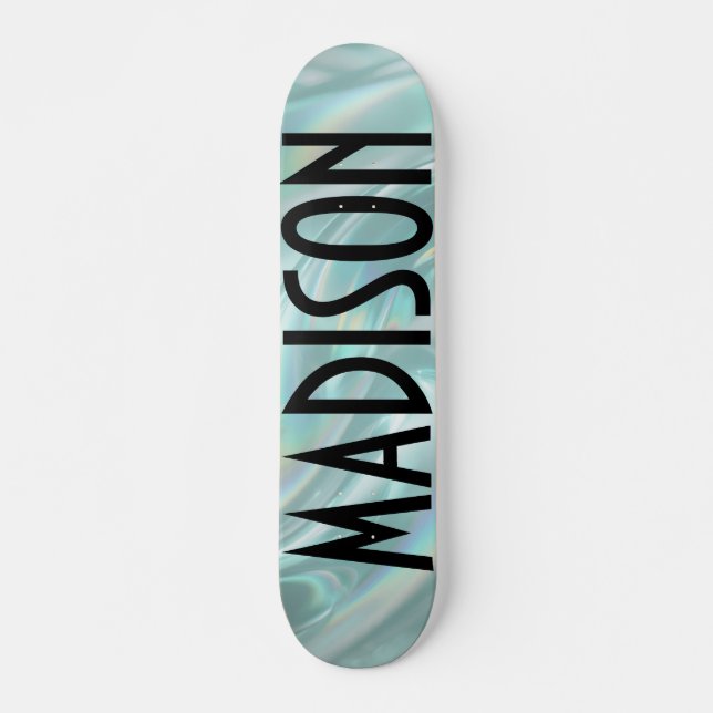 Skateboard de Opala Teal com Nome Personalizado (Frente)