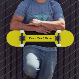 Skateboard de Texto Personalizado em Amarelo com D