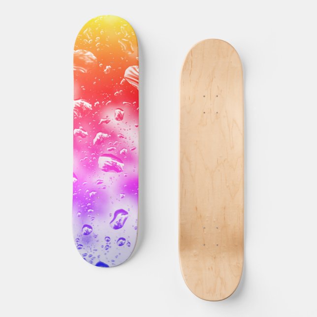 Skateboard Deck, Rainbow Raindrops design (Frente)