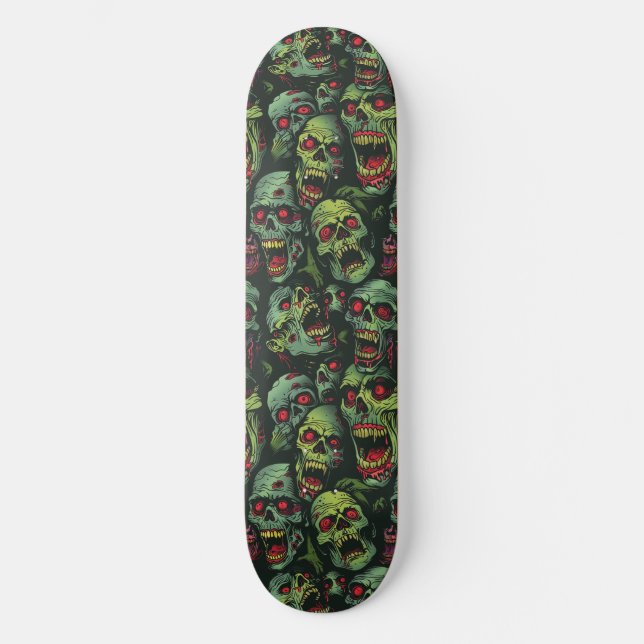 Skateboard do Dia das Bruxas Verde Zombie Spooky (Frente)