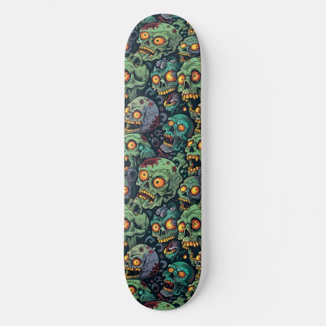 Skateboard do Dia das Bruxas Verde Zombie Spooky (Frente)